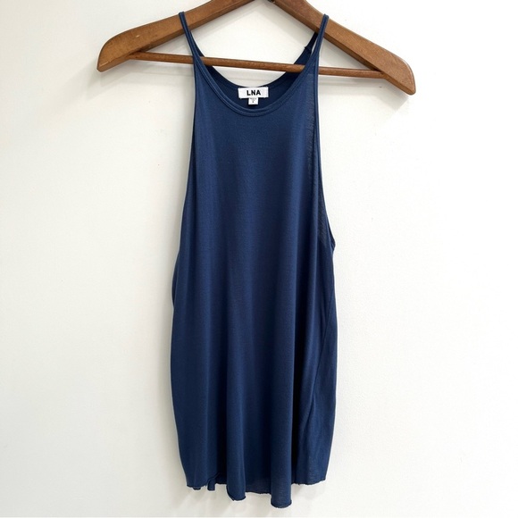 LNA blue tank top rounded raw hem modal size small - Picture 1 of 6